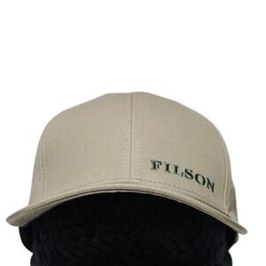 Filson Mens Khaki Tan Cotton Logger Cap 60195 Adjustable Strap Hat Made in USA